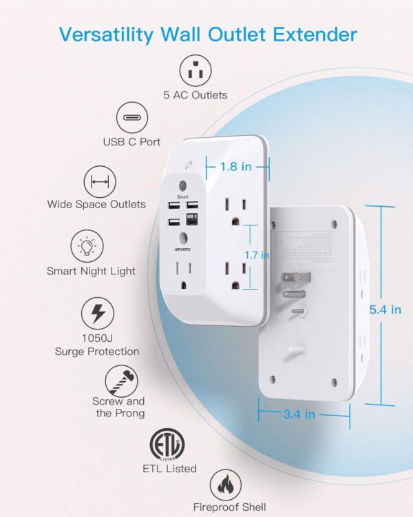Outlet Extender with Night Light - Image 3