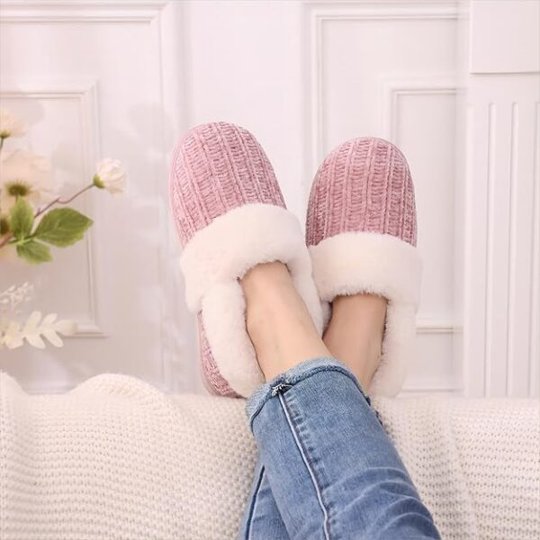 Women's Fuzzy Memory Foam Closed Back Slippers - Image 2