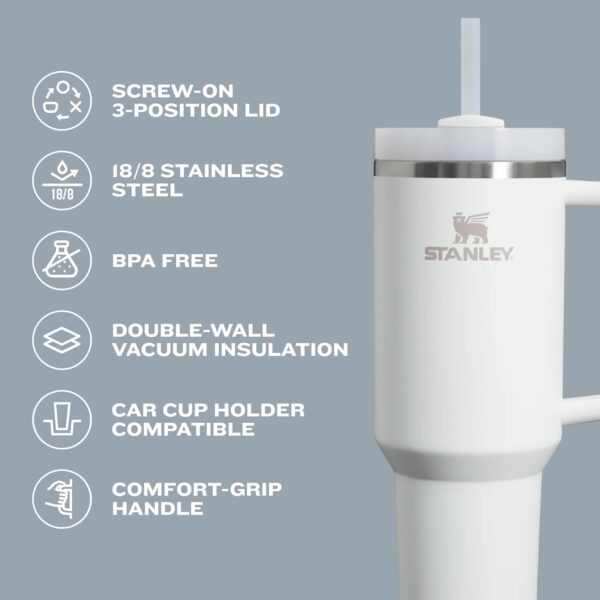 Stainless Steel Vacuum Insulated Tumbler with Lid and Straw for Water, Iced Tea or Coffee - Image 2