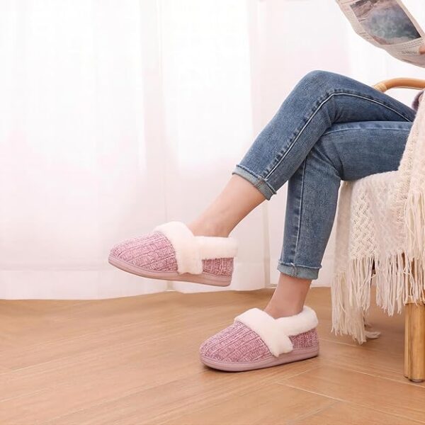 Women's Fuzzy Memory Foam Closed Back Slippers - Image 4