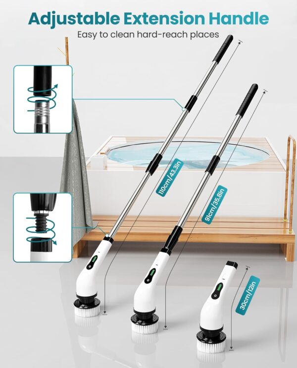 Electric Spin Scrubber, Cordless Cleaning Brush, - Image 2