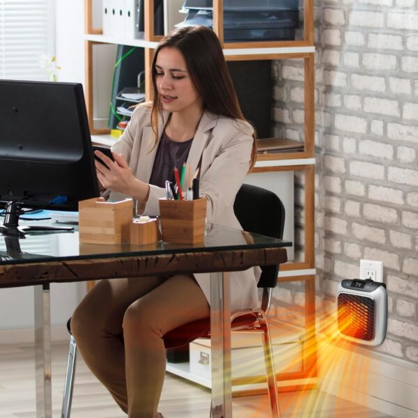 Ontel Handy Heater Turbo Heat 800W Wall Outlet Small Space Heater with Adjustable - Image 5