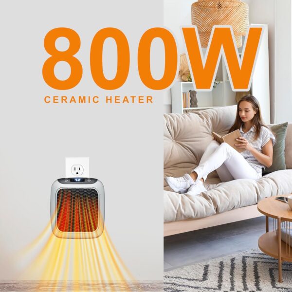 Ontel Handy Heater Turbo Heat 800W Wall Outlet Small Space Heater with Adjustable - Image 3