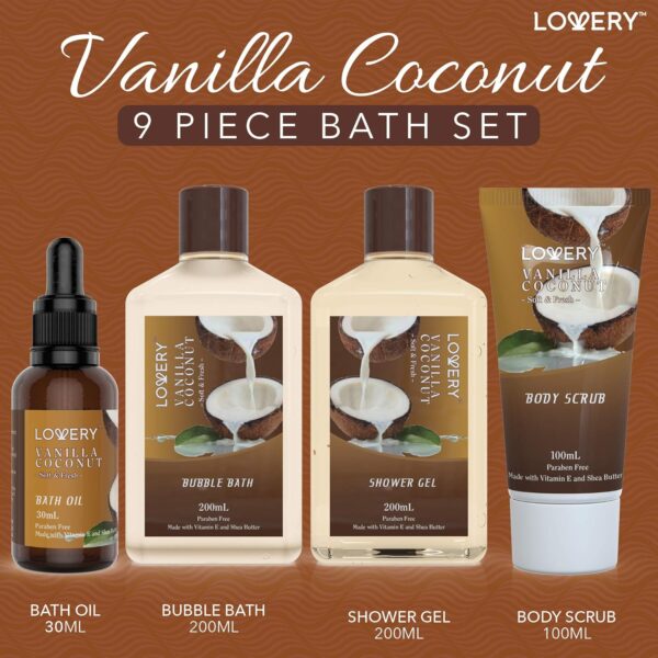 9 Piece Set of Vanilla Coconut Home Spa Set - Image 2